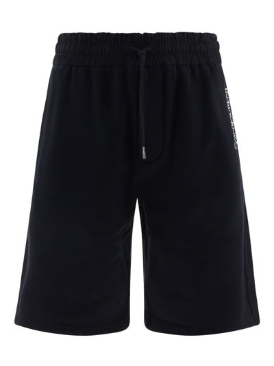 Shop Saint Laurent Fleece Bermuda Shorts In Noir/naturel