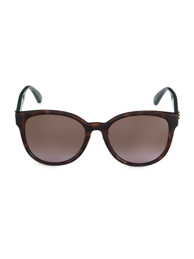 Shop Gucci Women's 56mm Round Sunglasses In Havana Green Brown