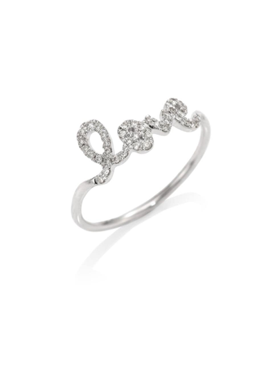 Shop Sydney Evan Love Diamond & 14k White Gold Ring In Silver