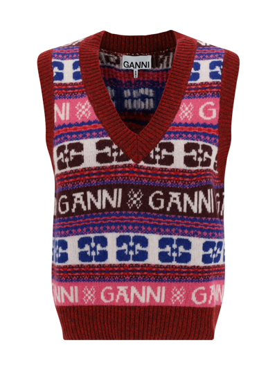Shop Ganni Logo Vest In Multicolour
