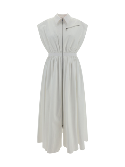 Shop Alexander Mcqueen Long Dress In Optical White