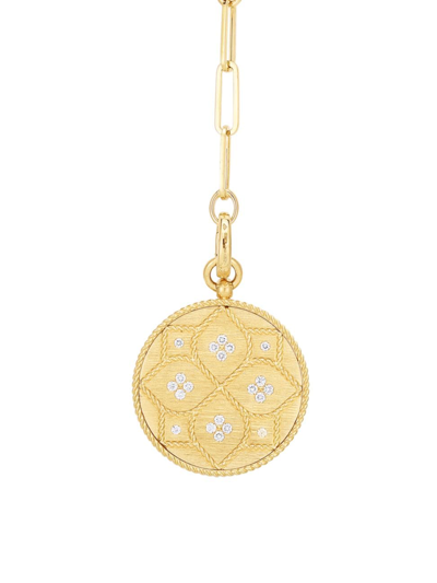 Shop Roberto Coin Women's Venetian Princess 18k Yellow Gold & Diamond Medallion Necklace