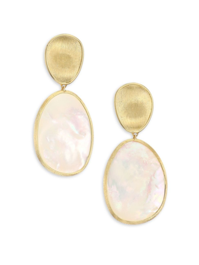 Shop Marco Bicego Lunaria Medium 18k Yellow Gold & White Mother-of-pearl Earrings