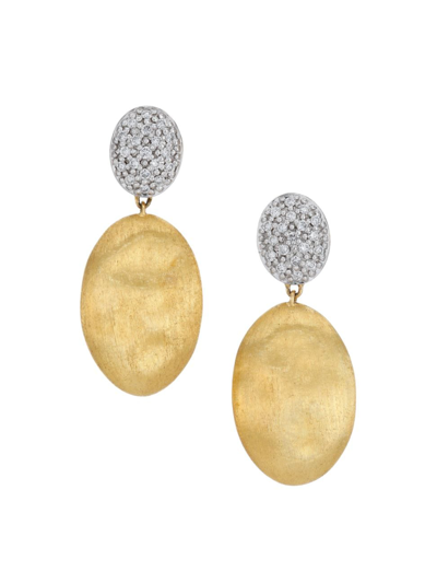 Shop Marco Bicego Women's Siviglia 18k Gold & Diamond Hand Engraved Medium Drop Earrings In Gold Diamond