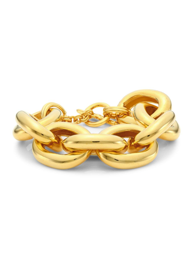 Shop Kenneth Jay Lane Women's Wide Chain Bracelet In Polished Gold