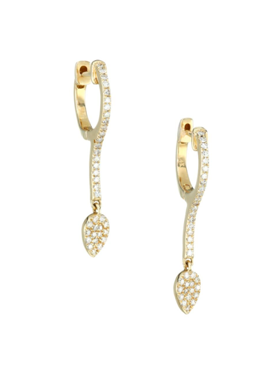 Shop Nina Gilin Women's 14k Yellow Gold & Diamond Charm Huggie Hoop Earrings