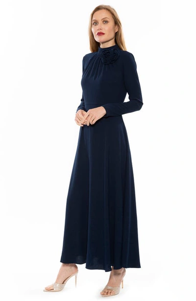 Shop Alexia Admor Shiloh Long Sleeve Maxi Dress In Navy