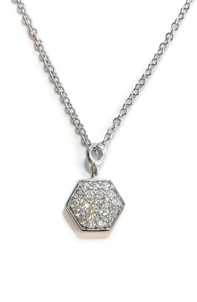 Shop Liza Schwartz Hexagon Pendant Necklace In Silver