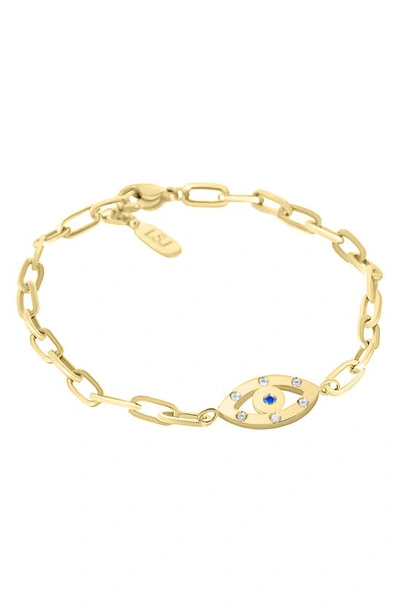 Shop Liza Schwartz Cubic Zirconia Evil Eye Bracelet In Gold