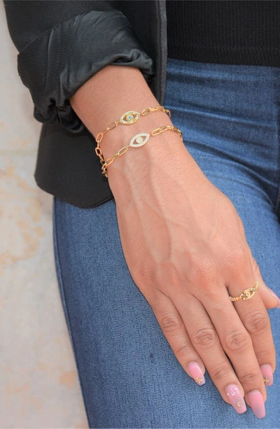 Liza Schwartz Cubic Zirconia Evil Eye Bracelet In Gold