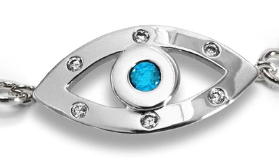 Shop Liza Schwartz Cubic Zirconia Evil Eye Bracelet In Silver