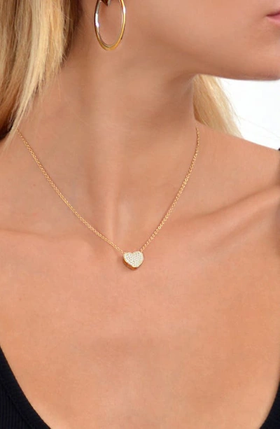Shop Liza Schwartz 18k Gold Plated Sterling Silver Pavé Cubic Zirconia Heart Pendant Necklace
