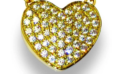Shop Liza Schwartz 18k Gold Plated Sterling Silver Pavé Cubic Zirconia Heart Pendant Necklace