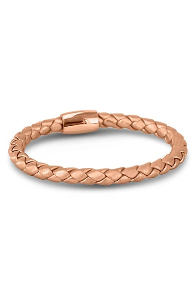 Shop Liza Schwartz Nappa Braided Leather Bracelet In Rose Gold