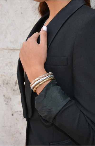 Shop Liza Schwartz Nappa Braided Leather Bracelet In Silver