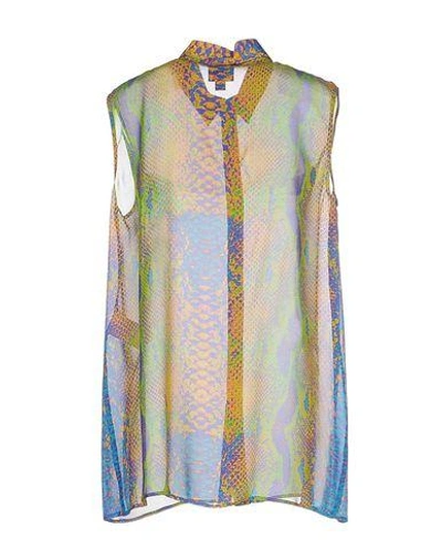 Shop Just Cavalli Patterned Shirts & Blouses In Light Green