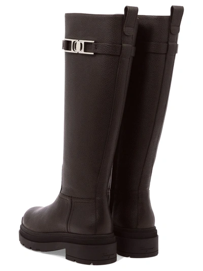 Ferragamo Ryder Buckle-embellished Knee-high Boots In Brown | ModeSens