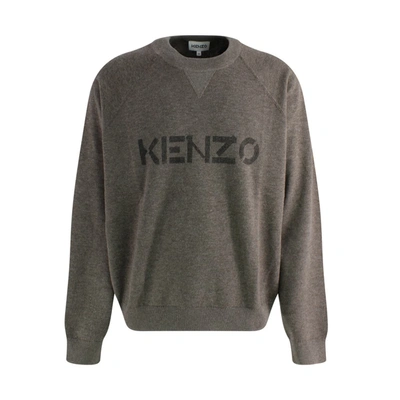 Shop Kenzo Logo Print Sweater In Taupe