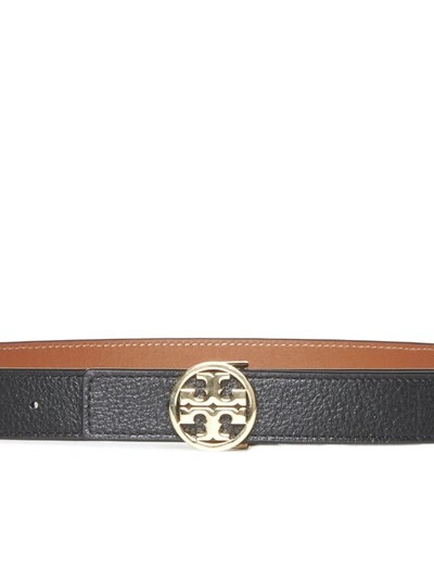 Shop Tory Burch Belts In Black / Classic Cuoio / Gold