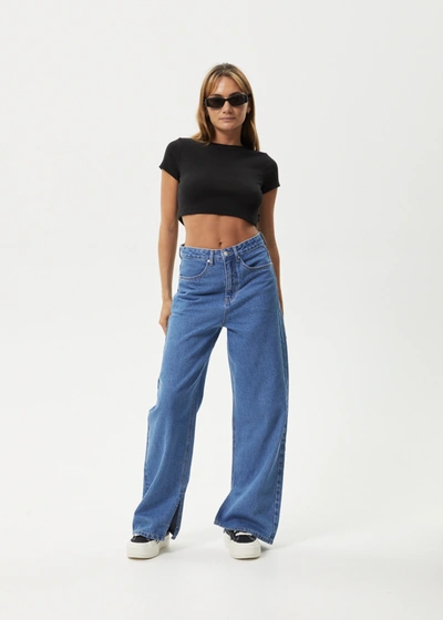 Shop Afends Hemp Denim Baggy Jeans In Colour-blue