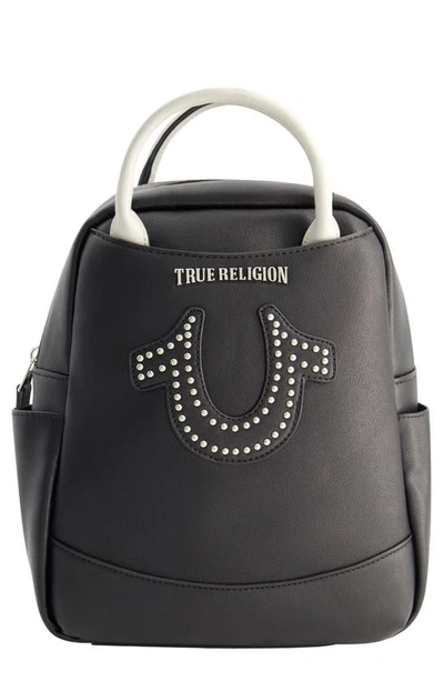 Shop True Religion Brand Jeans Studded Horseshoe Backpack In Black