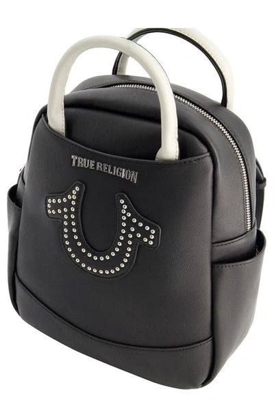 Shop True Religion Brand Jeans Studded Horseshoe Backpack In Black