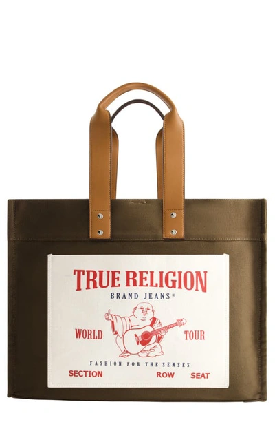 Shop True Religion Brand Jeans Twill Tote Bag In Olive