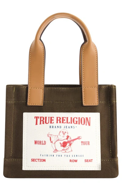 Shop True Religion Brand Jeans Mini Twill Tote Bag In Olive