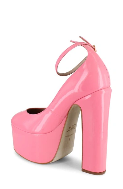 Zigi Nikole Ankle Strap Platform Pump In Pink Patent