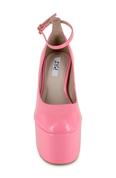 Zigi Nikole Ankle Strap Platform Pump In Pink Patent