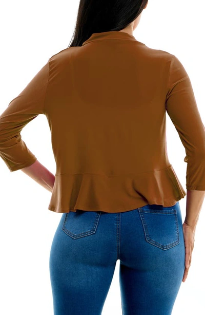Nina Leonard Ruffle Bolero In Cognac