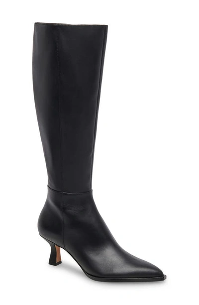 Shop Dolce Vita Auggie Pointed Toe Knee High Boot In Black Dritan Leather