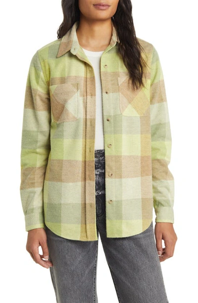 Shop Beachlunchlounge Sally Plaid Shacket In Citron Sage
