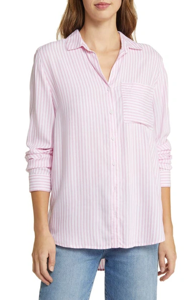 Shop Beachlunchlounge Eden Stripe Shirt In Pink Sunset