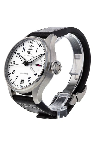 Shop Watchfinder & Co. Iwc  2022 Big Pilot's Leather Strap Watch, 46mm In Silver