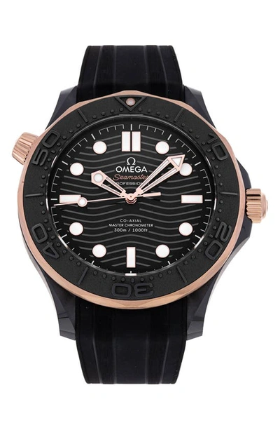 Shop Watchfinder & Co. Omega  Seamaster Diver 300m Automatic Rubber Strap Watch, 44mm In Black