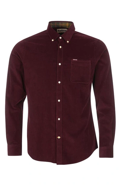 Shop Barbour Ramsey Tailored Fit Corduroy Button-down Shirt In Winter Red