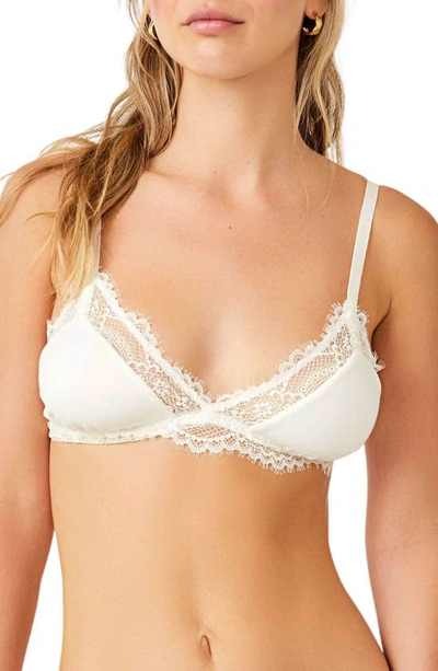 Shop Free People Intimately Fp Happier Than Ever Lace Trim Wireless Bra In Ivory