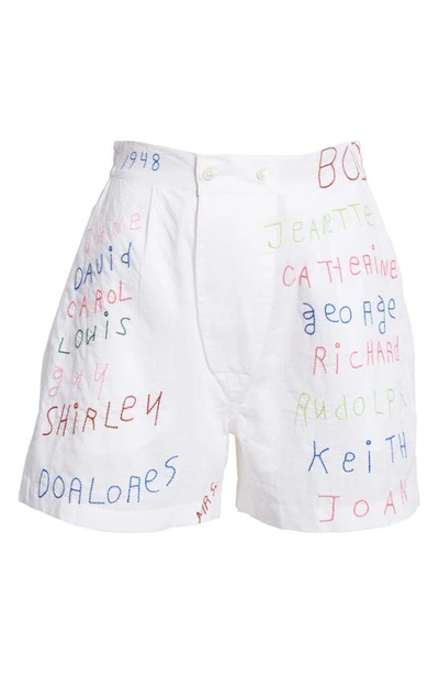 Shop Bode Familial Hall Embroidered Boxers In White Multi