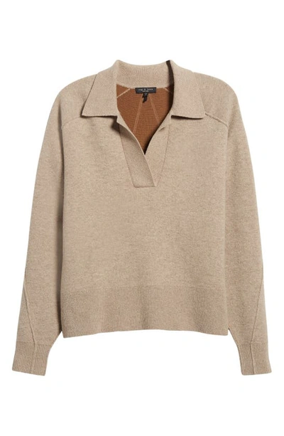 Shop Rag & Bone Bridget Wool Blend Polo Sweater In Oatmeal