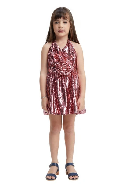 Shop Bardot Kids' Azalea Sequin Halter Party Dress In Lili Pink