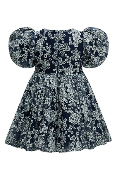 Shop Bardot Kids' Roisin Floral Puff Sleeve Party Dress In Navy Floral