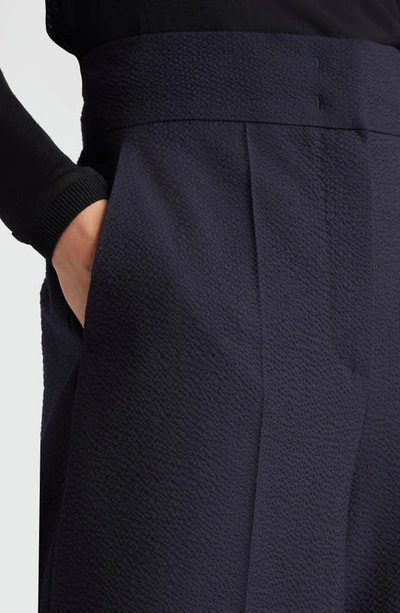 Shop Max Mara Cervo Wool Blend Seersucker Ultrawide Leg Pants In Ultramarine