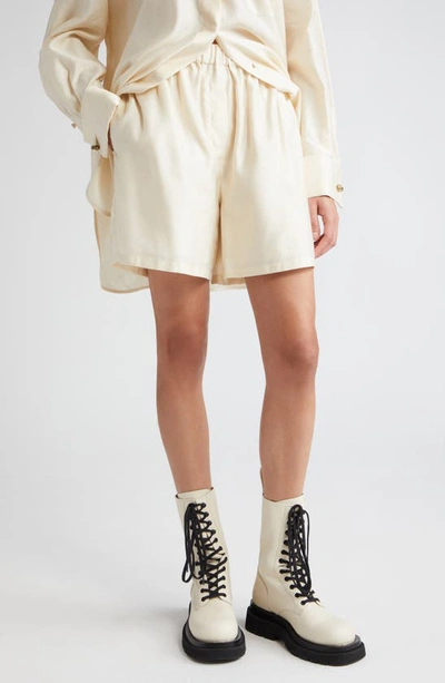 Shop Max Mara Piadena Cotton Sateen Shorts In Ivory