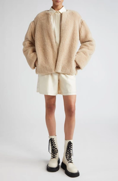 Max Mara Piadena Cotton Sateen Shorts In Ivory