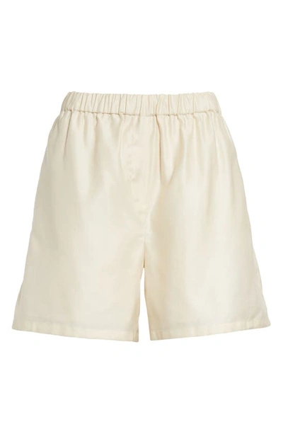 Shop Max Mara Piadena Cotton Sateen Shorts In Ivory