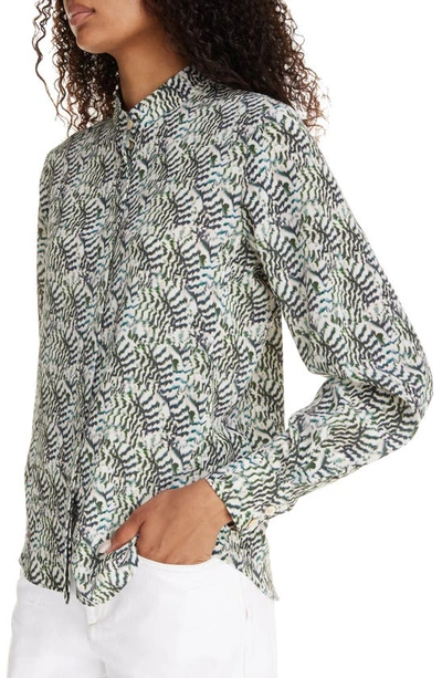 Shop Isabel Marant Ilda Abstract Print Stretch Silk Button-up Shirt In Ecru