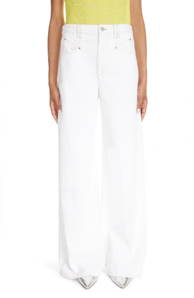 Shop Isabel Marant Lemony High Waist Wide Leg Jeans In White