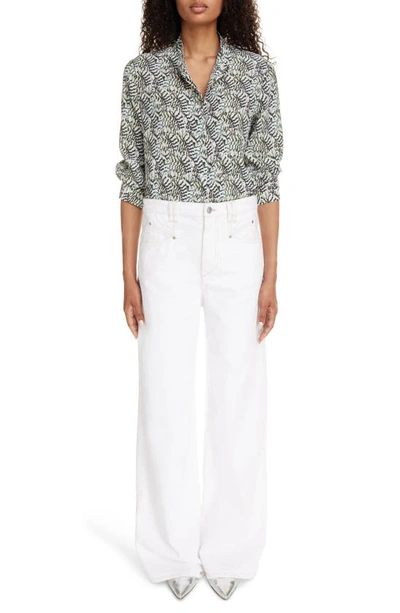 Isabel Marant Women White Denim Lemony Flared Leg Jeans