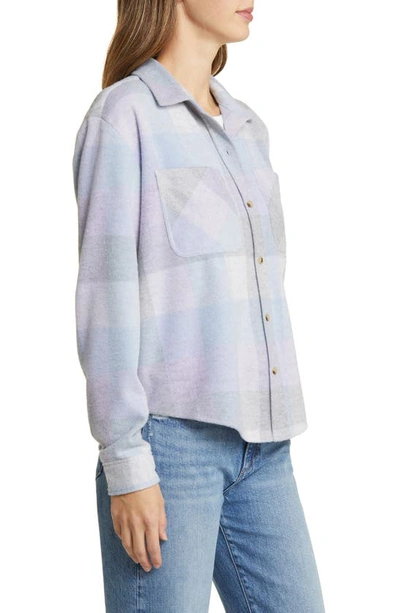 Shop Beachlunchlounge Plaid Shirt Jacket In Pale Lilac Denim